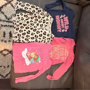 The Children's Place Navy and Pink Graphic Tee set of 4 Long Sleeve